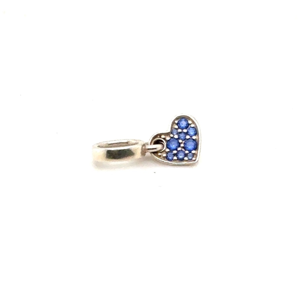 Pandora Sterling Silver Blue Pave Heart Dangle Charm 925 ALE